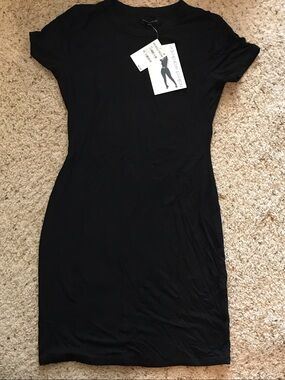 naked wardrobe Black Short Sleeve Bodycon Mini Dress